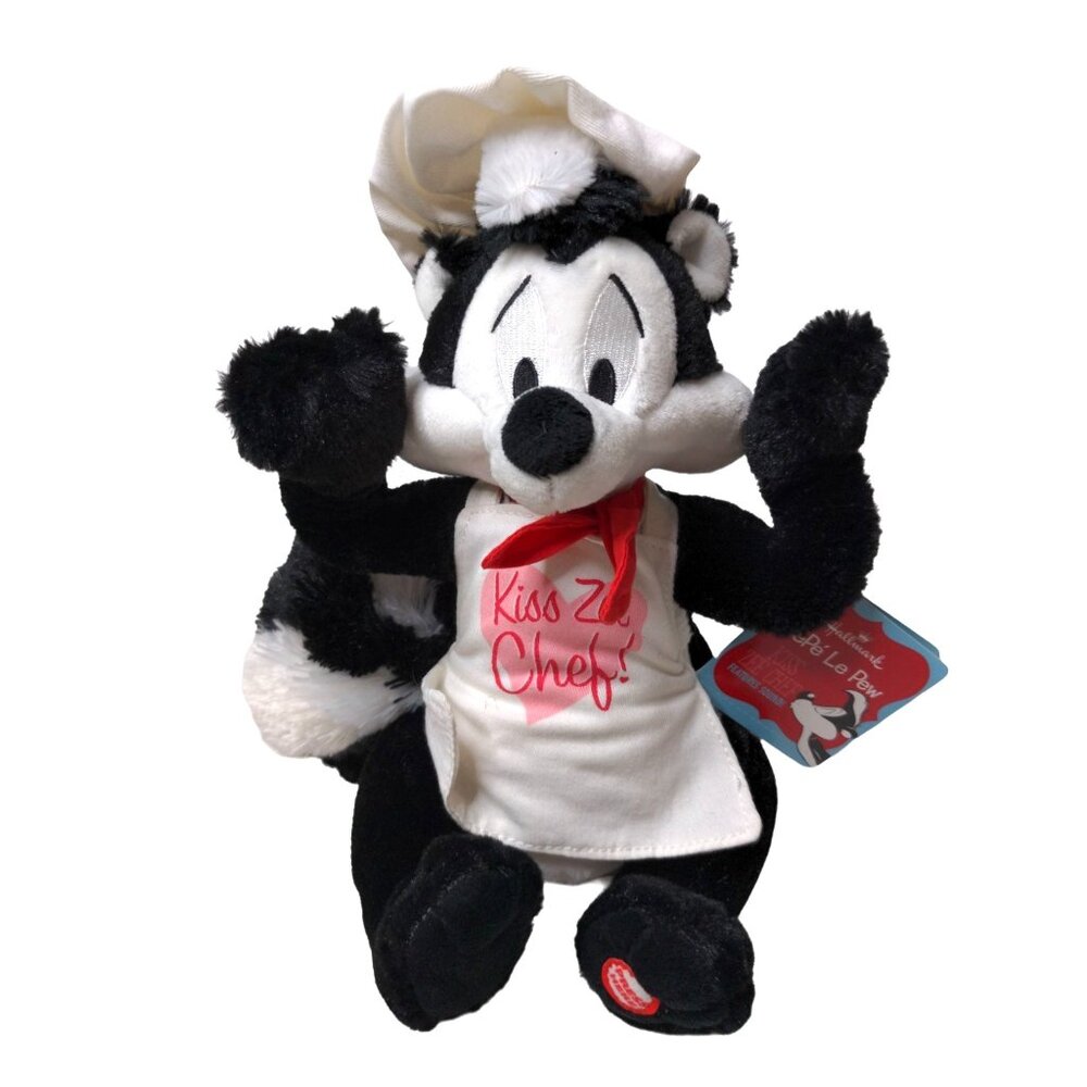 PePe Le Pew Hallmark Talking Stuffed Animal Chef Plush Cook Love Kiss Zee Chef